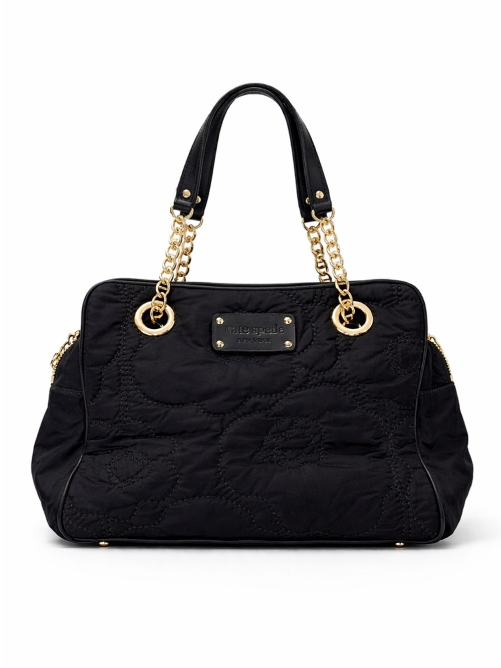 Perfect grab n go Kate Spade shoulder bag quilted nylon black chain strap purse - Picture 2 of 9